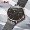 OLEVS 6860 mode hommes montre-bracelet réserve de marche Date cadran maille montre à Quartz hommes Sport montre analogique multi fuseau horaire horloge